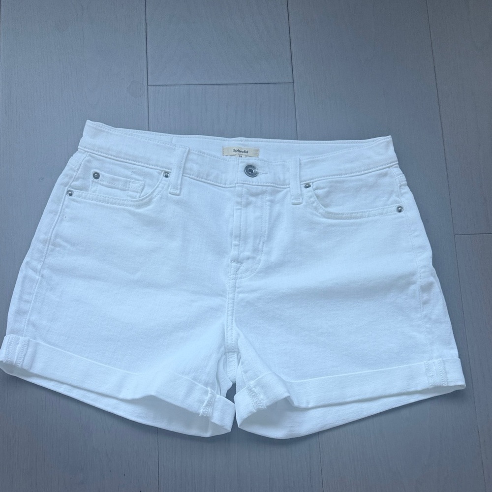 Splendid White Rolled-Hem Denim Shorts